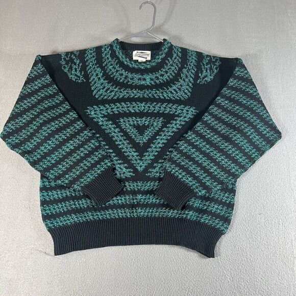 Expressions Worldwide Other - Vtg Expressions Worldwide Knit Sweater Mens XL Blue/Green Abstract Acrylic 90s